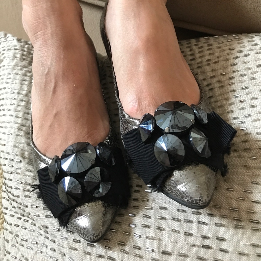 BCBG Shimmery Jeweled Flats